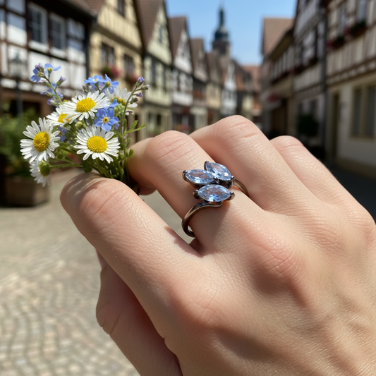 925 Silver Blue Topaz Marquise Ring, alternate angle