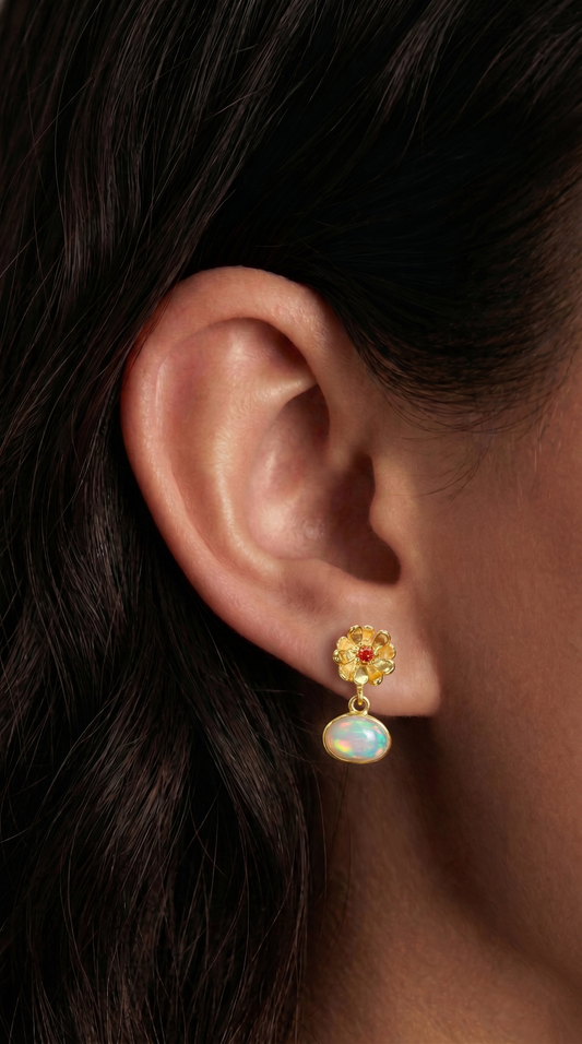 925 Silver Rainbow Opal Earrings, alternate angle