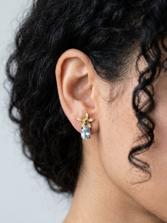 925 Silver Topaz Flower Earrings