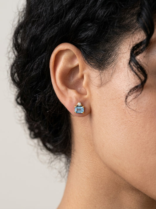 925 Sterling Silver Blue Topaz Stud Earrings