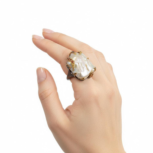 925 Sterling Silver Freshwater Pearl Ring, alternate angle