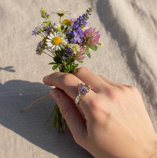 925 Sterling Silver Raw Bismuth Ring, alternate angle