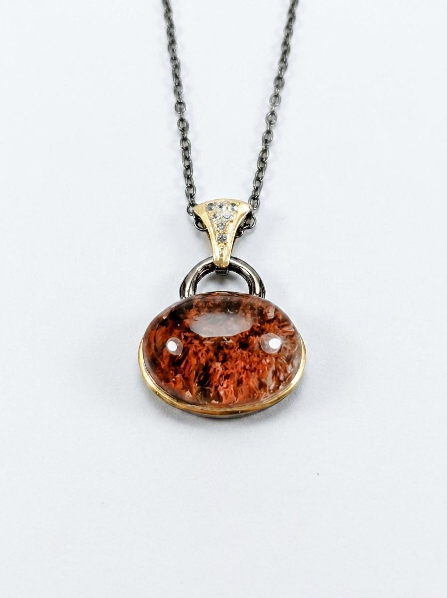 925 silver Ghost Quartz gemstone necklace