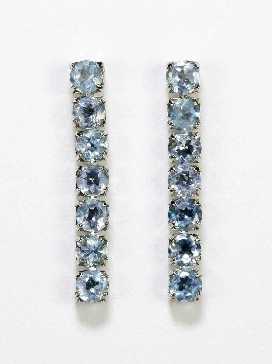925 silver blue topaz gemstone earrings, statement jewelry