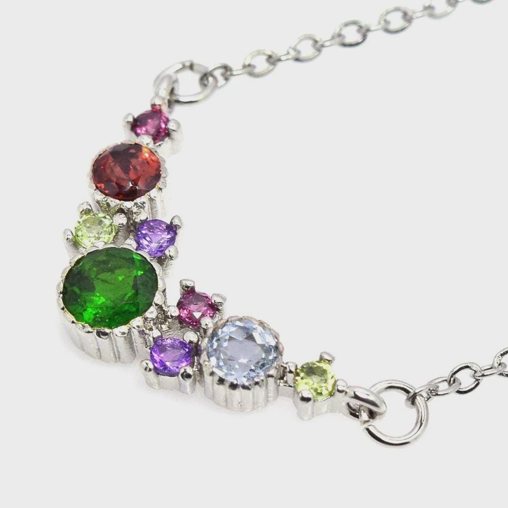 925 silver colorful gemstone necklace