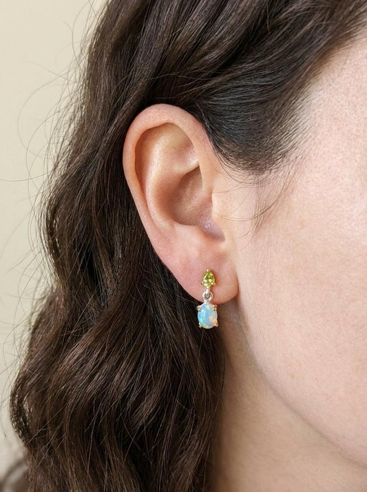 925 silver opal gemstone earrings