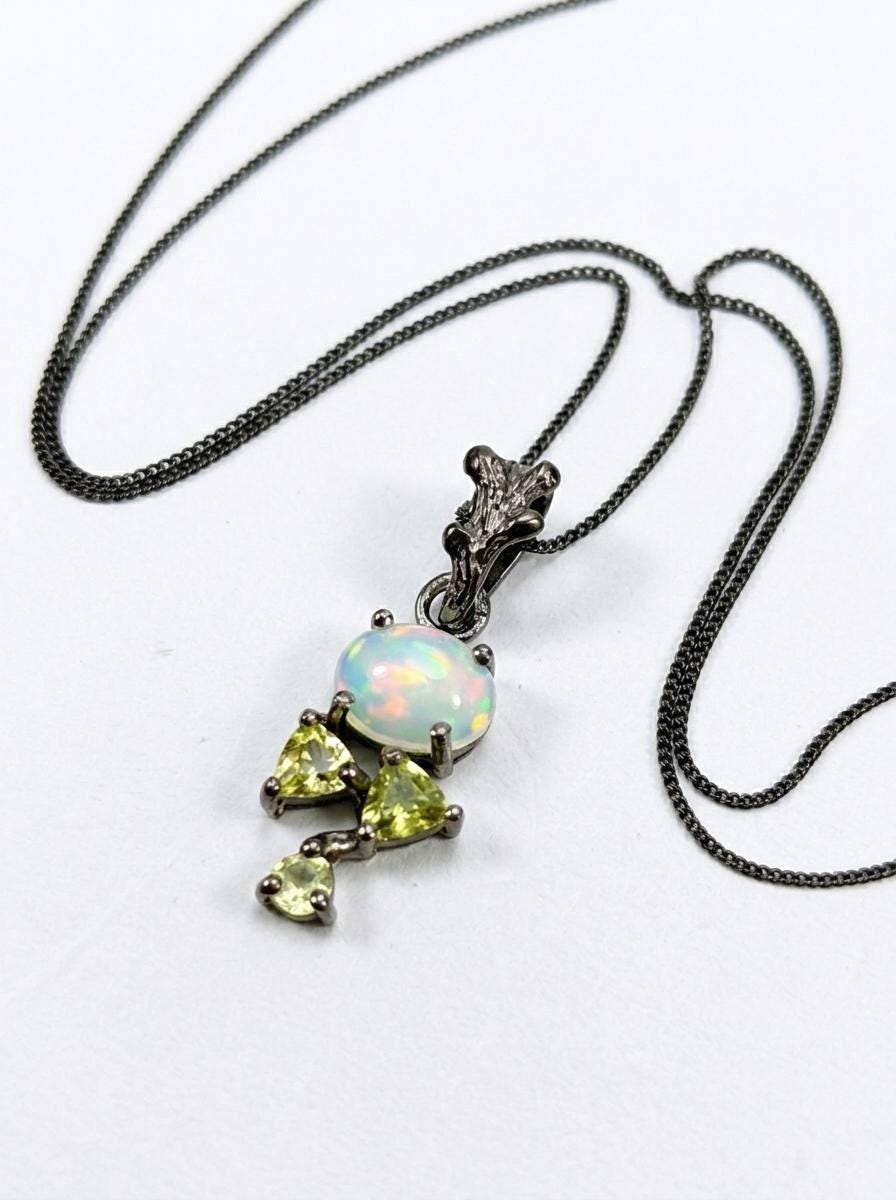 925 silver opal gemstone necklace