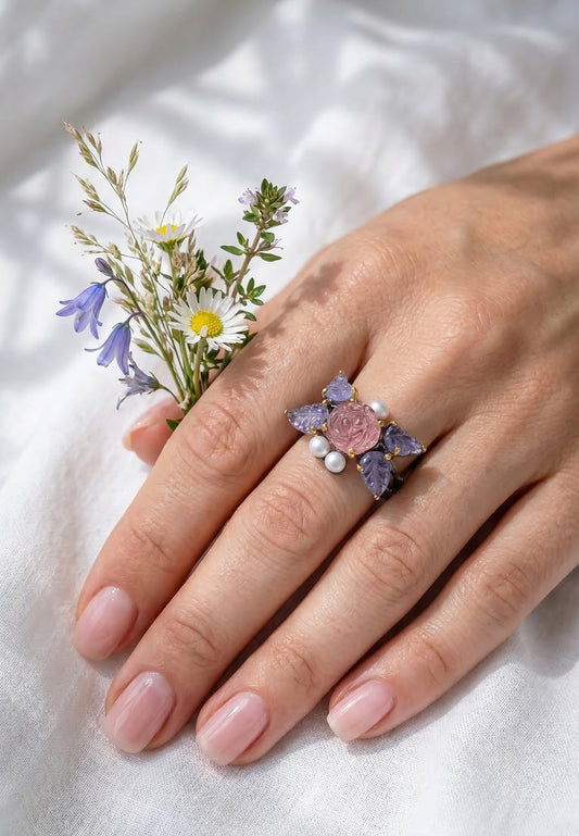 925 silver tourmaline tanzanite ring