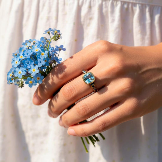 925 Sterling Silver Aquamarine Ring, alternate angle