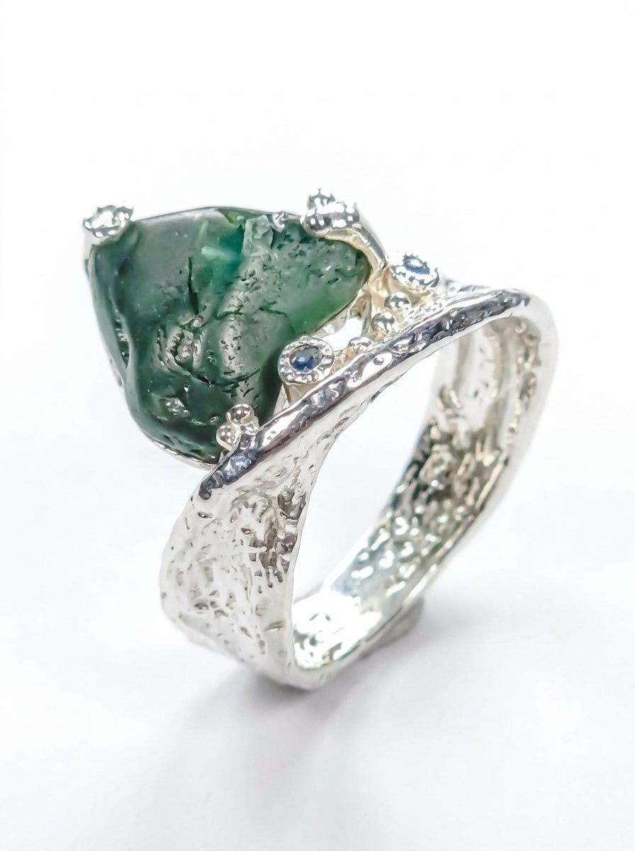 925 Silver Raw Apatite Organic Ring