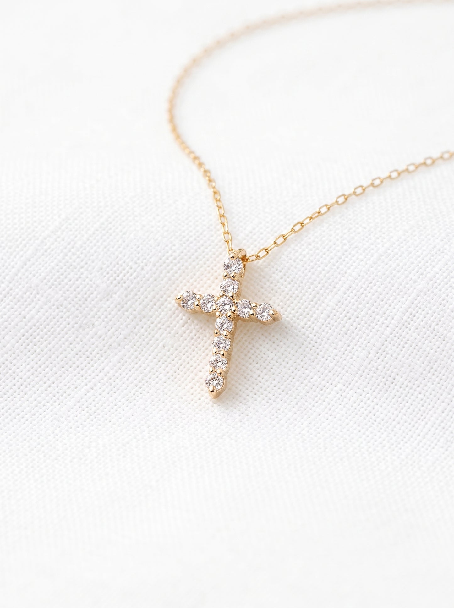 14K Gold Diamond Cross Necklace