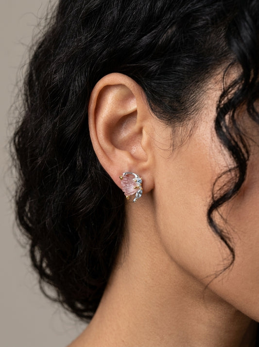 925 Silver Tourmaline Topaz Butterfly Stud Earrings