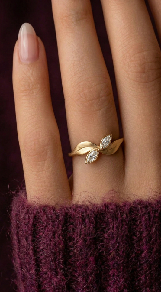 14K Gold Toi Et Moi Diamond Ring