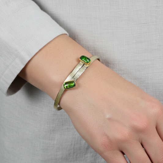 925 Sterling Silver Tourmaline Cuff Bracelet