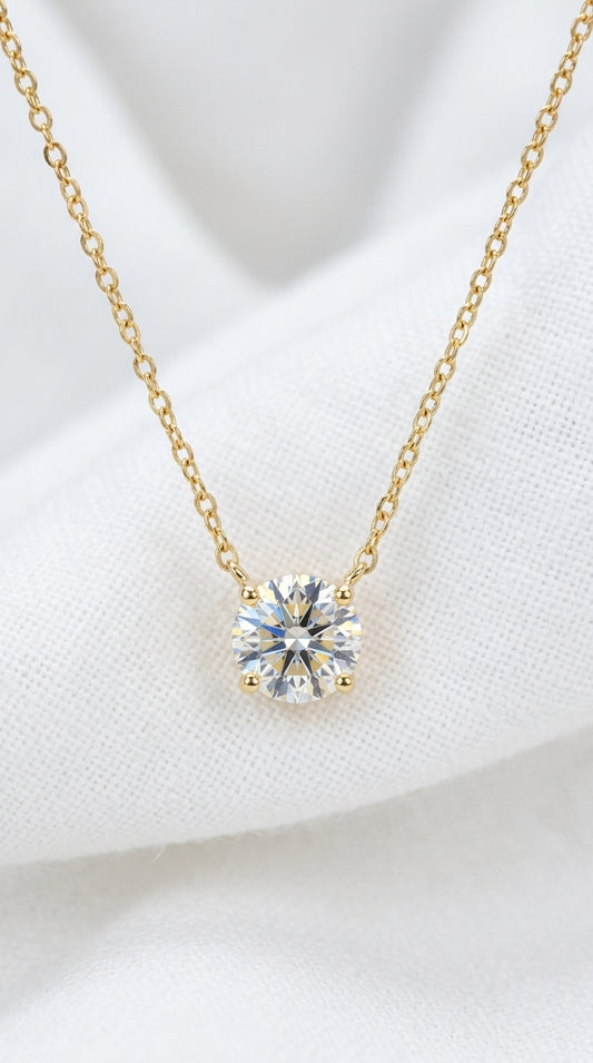 14K Gold Diamond Solitaire Necklace