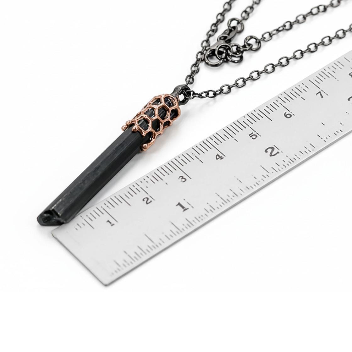 925 Sterling Silver Raw Black Tourmaline Bar Necklace