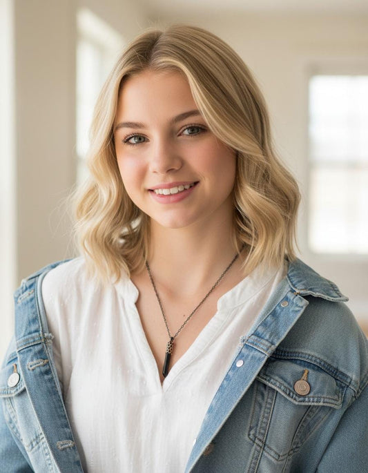 925 Sterling Silver Raw Black Tourmaline Bar Necklace