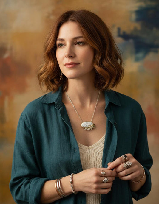 925 Sterling Silver Dendritic Jasper Statement Necklace