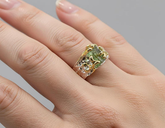 925 Sterling Silver Green Tourmaline Ring