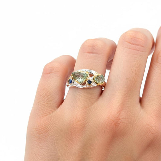 925 sterling silver apatite rough gemstone ring