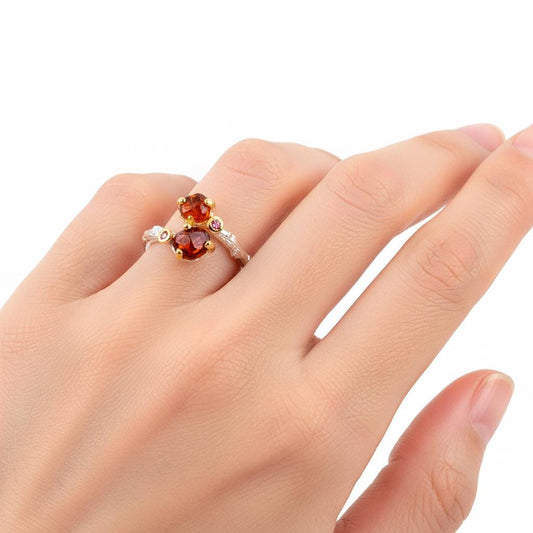 925 sterling silver red spinel branch ring