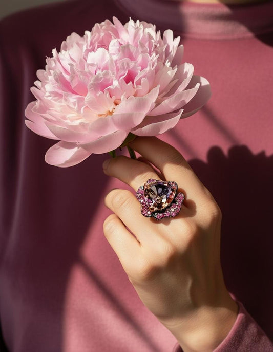 925 Sterling Silver Ametrine Chunky Floral Ring