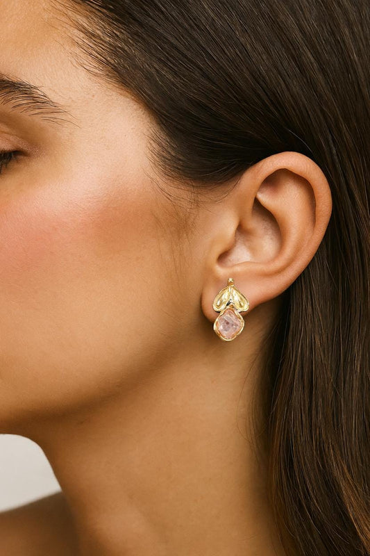 925 Sterling Silver Raw Pink Tourmaline Stud Earrings