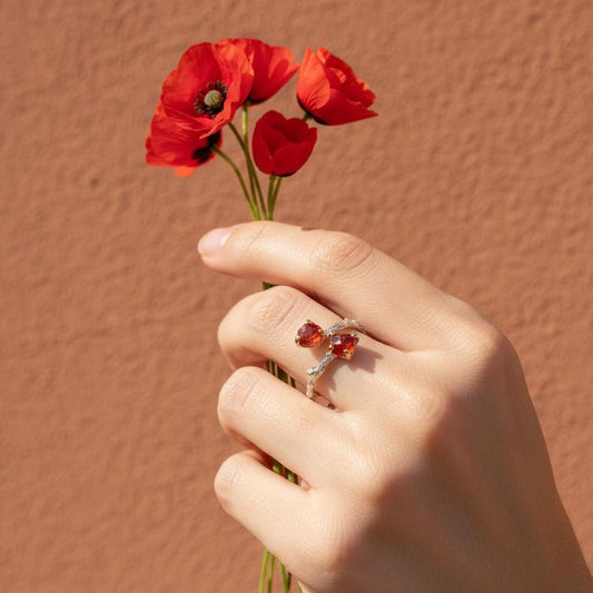 925 sterling silver red spinel branch ring
