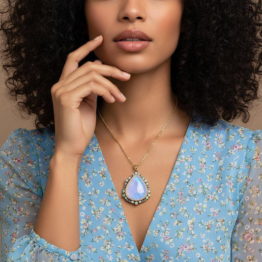 925 Sterling Silver Moonstone Chunky Necklace