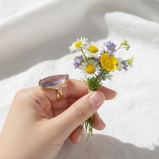 925 Sterling Silver Amethyst Chunky Cocktail Ring