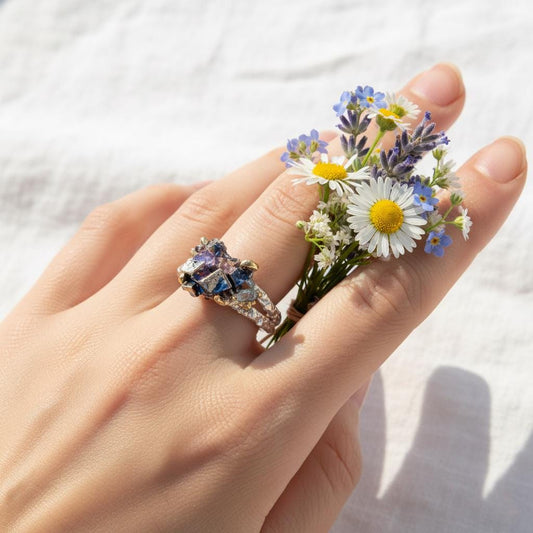 925 Sterling Silver Raw Bismuth Textured Ring