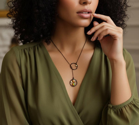 925 Sterling Silver Rainbow Opal Necklace