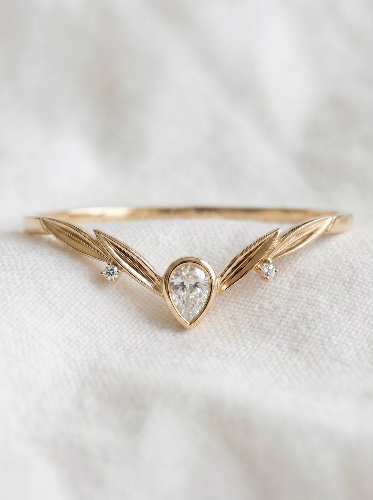 14K Gold Pear Diamond Wedding Band