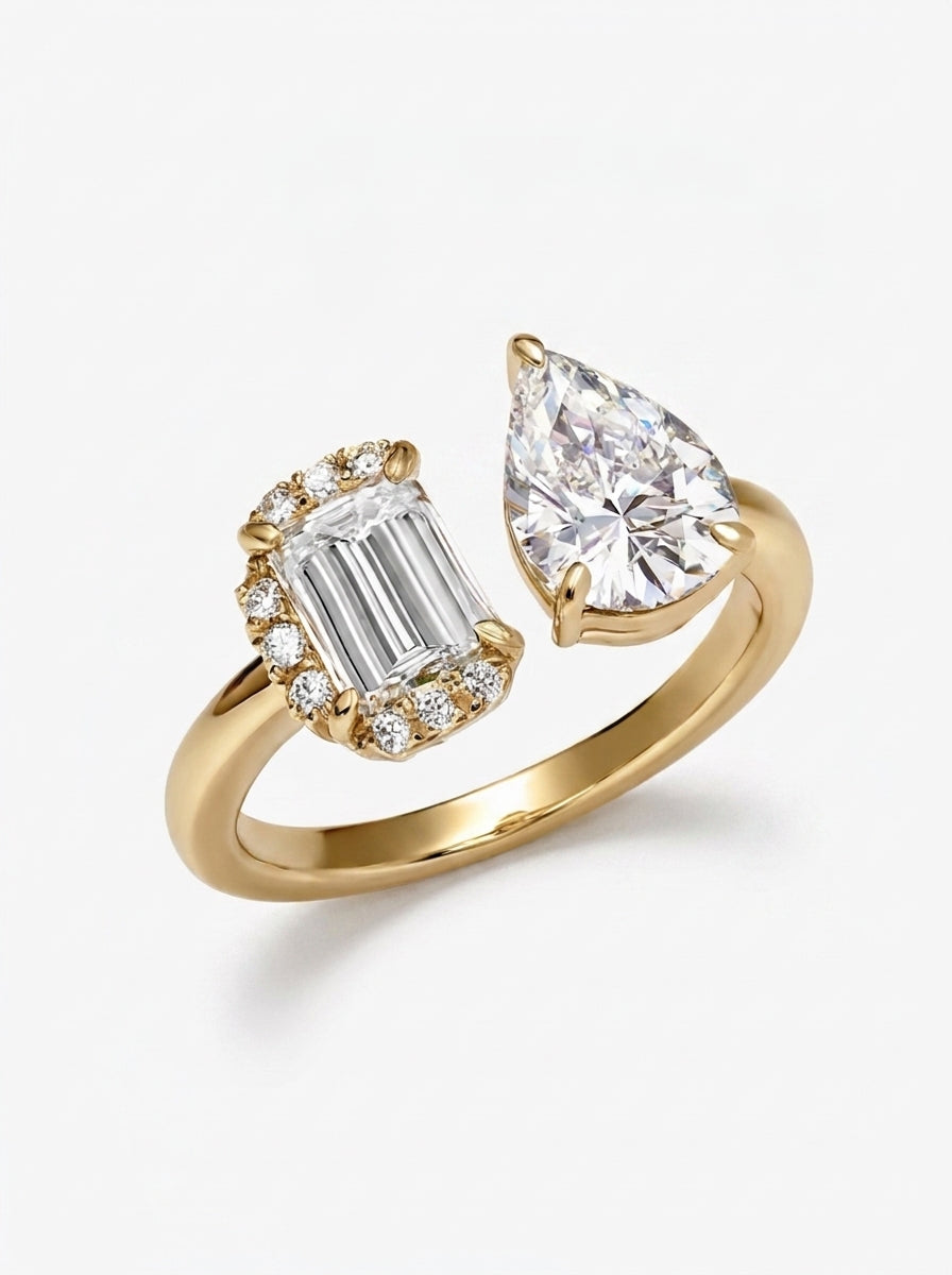 14K Gold Toi Et Moi Diamond Ring