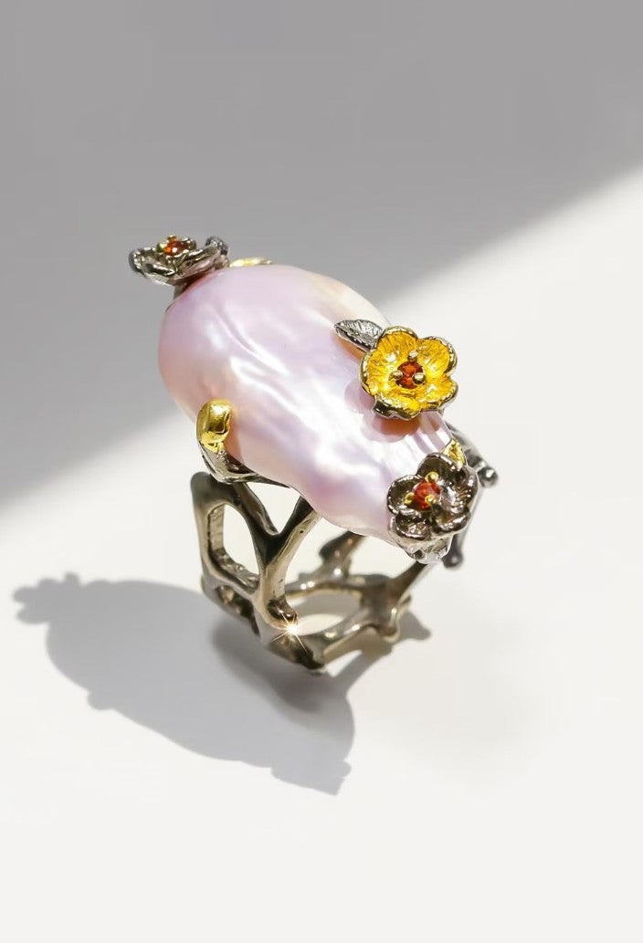 925 Sterling Silver Baroque Pearl Ring