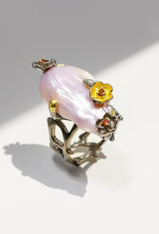 925 Sterling Silver Baroque Pearl Ring