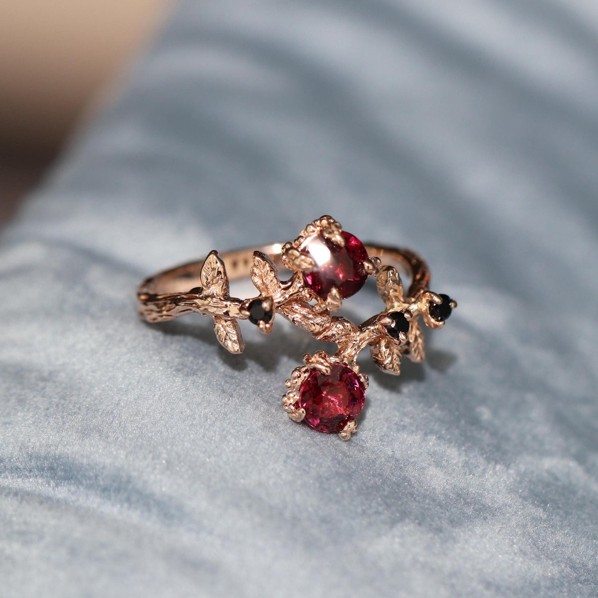 14–18K Solid Gold Garnet Ring, worn look