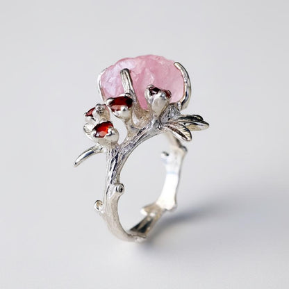 14-18K Solid Gold Raw Pink Morganite Ring, worn on hand, image 14