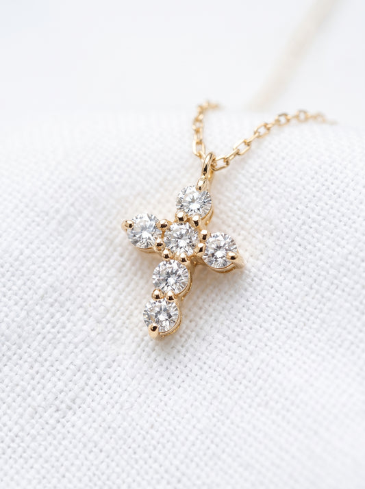 14K Gold Diamond Cross Pendant