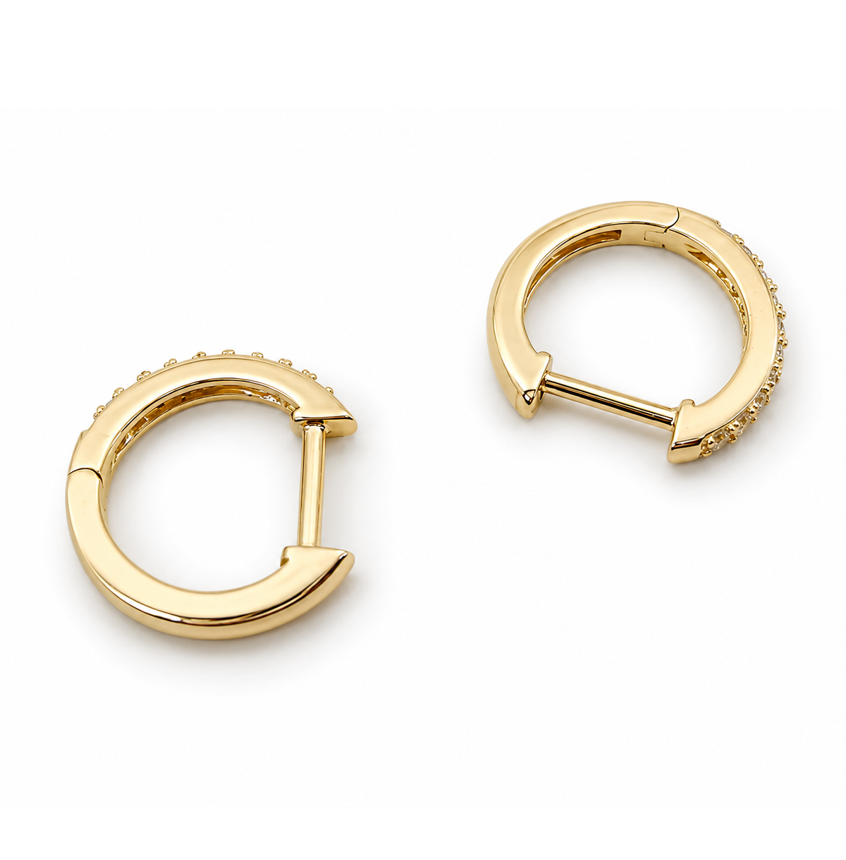 14K Gold Diamond Hoop Earrings