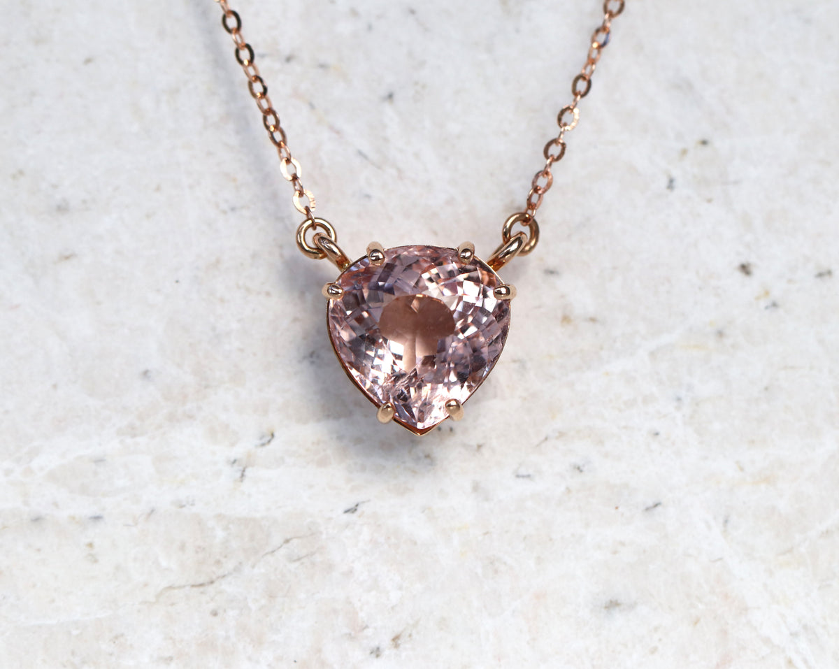14K Gold Pink Sapphire Heart Necklace