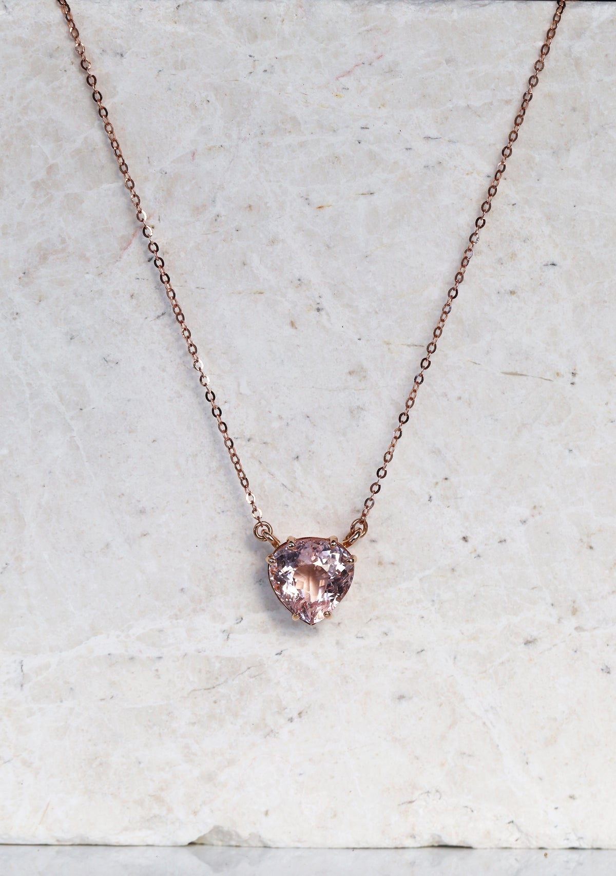 14K Gold Pink Sapphire Heart Necklace