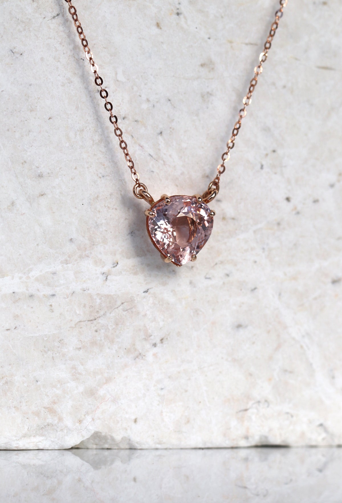 14K Gold Pink Sapphire Heart Necklace