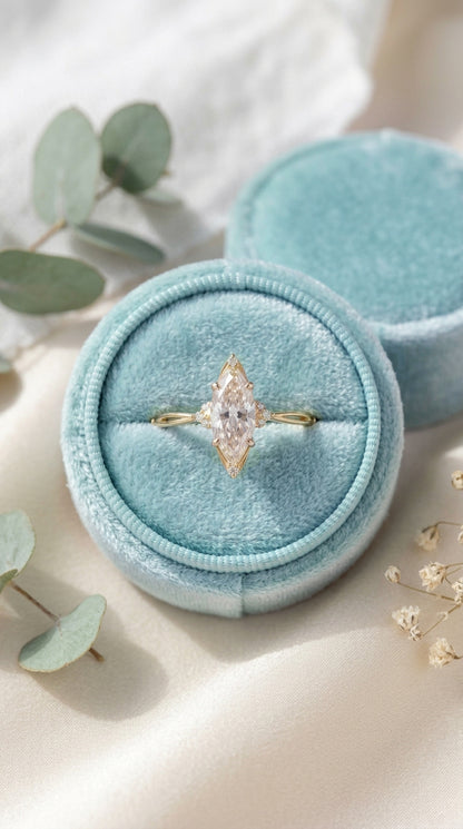 14K Gold Marquise Diamond Engagement Ring