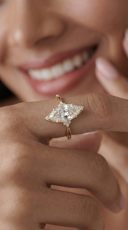 14K Gold Marquise Diamond Engagement Ring