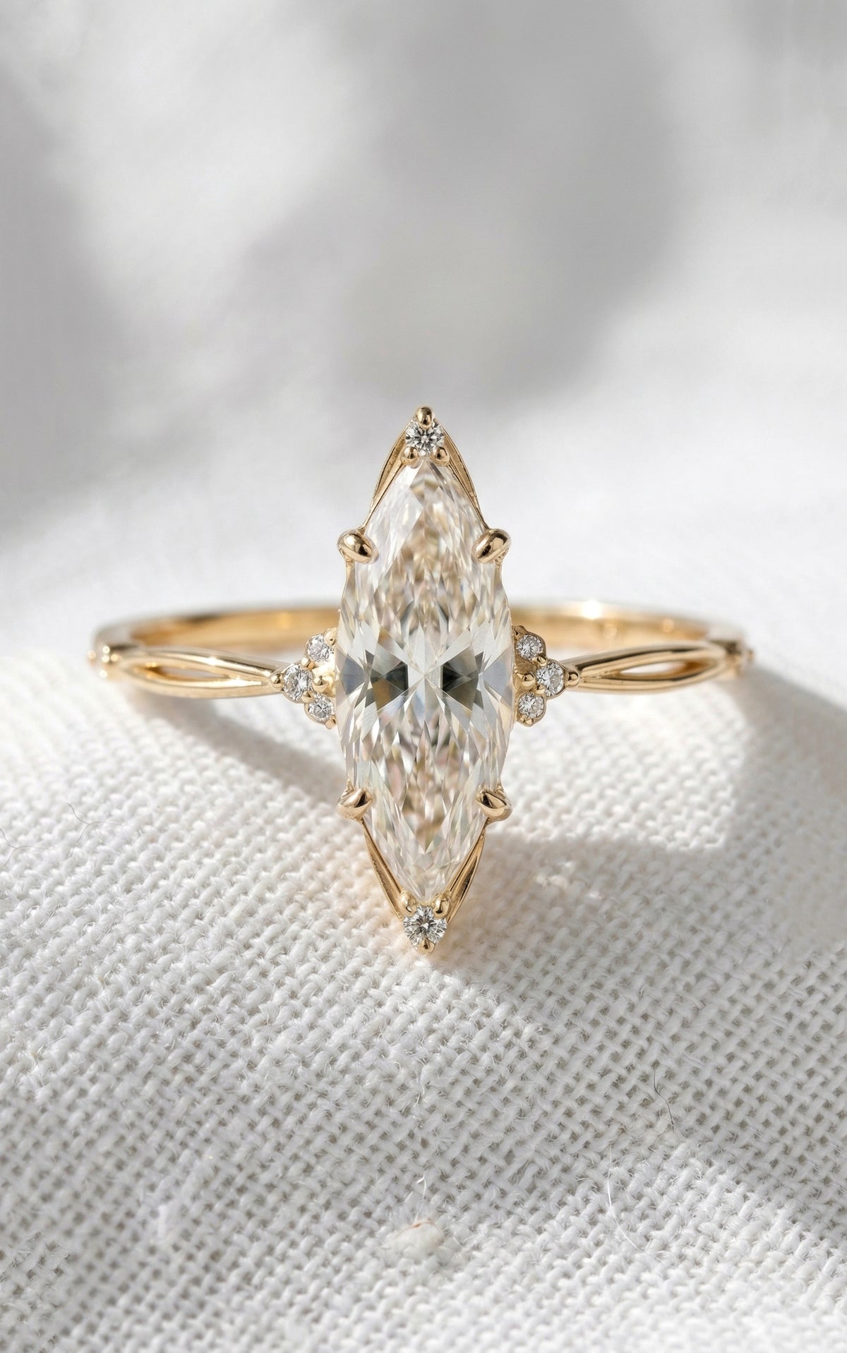 14K Gold Marquise Diamond Engagement Ring