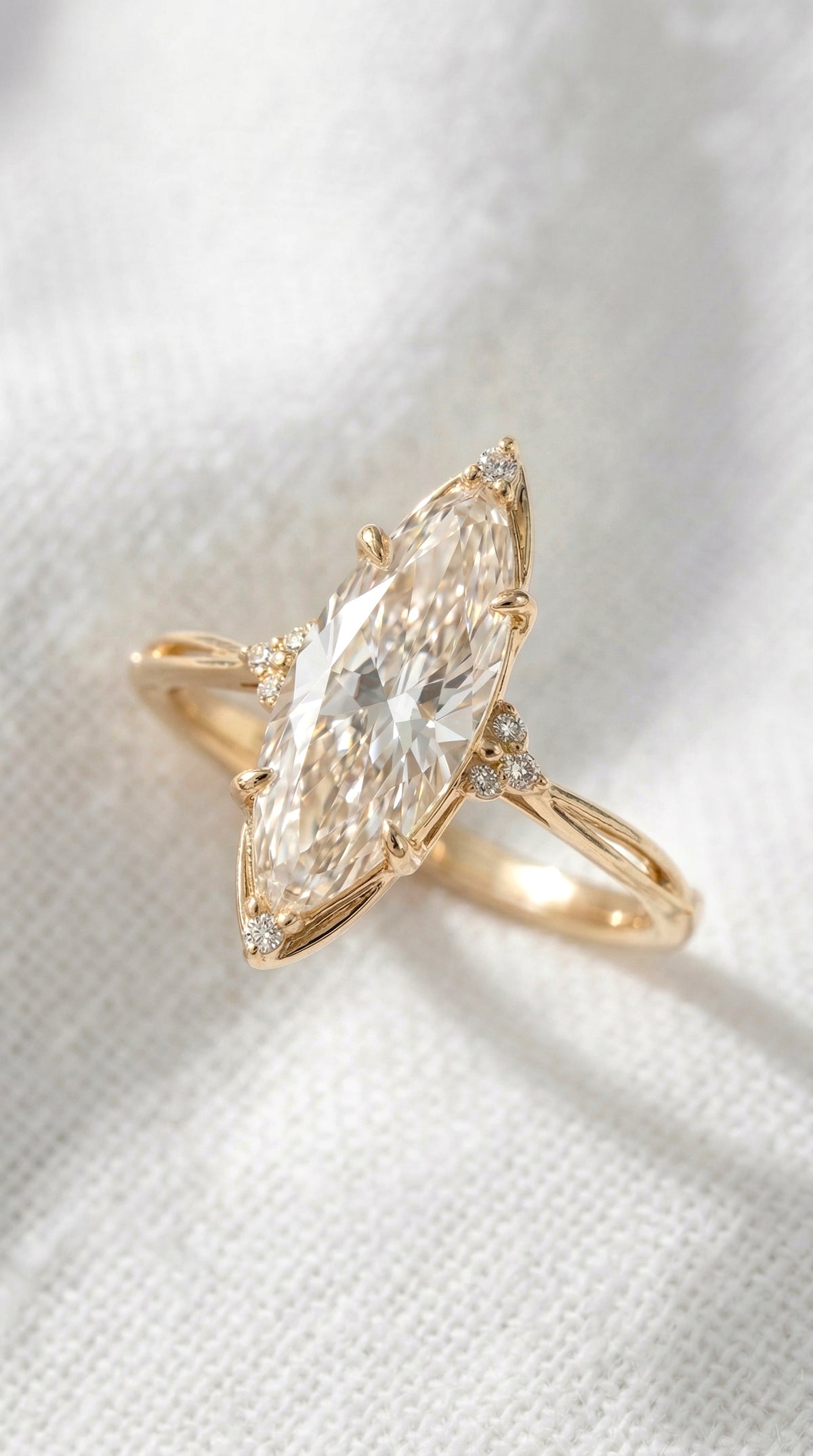 14K Gold Marquise Diamond Engagement Ring