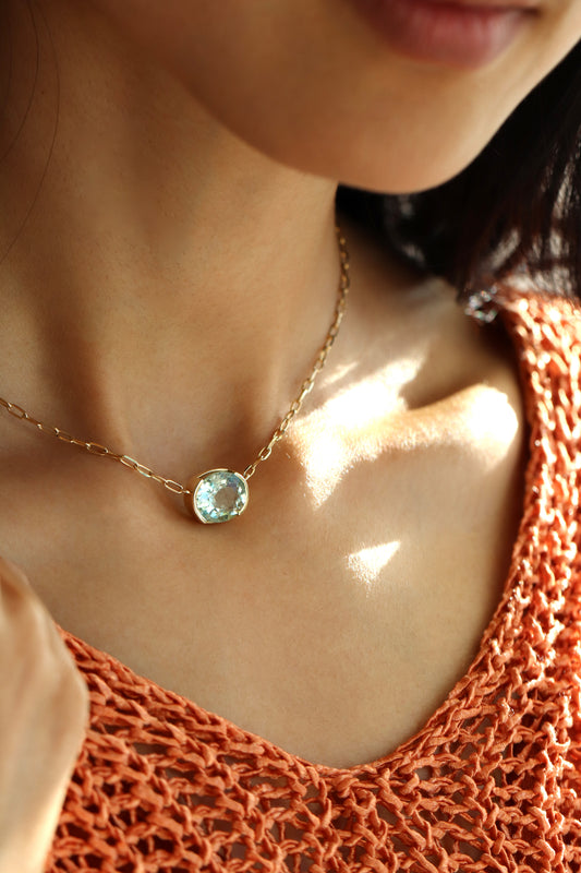 14K Gold Natural Tourmaline Necklace
