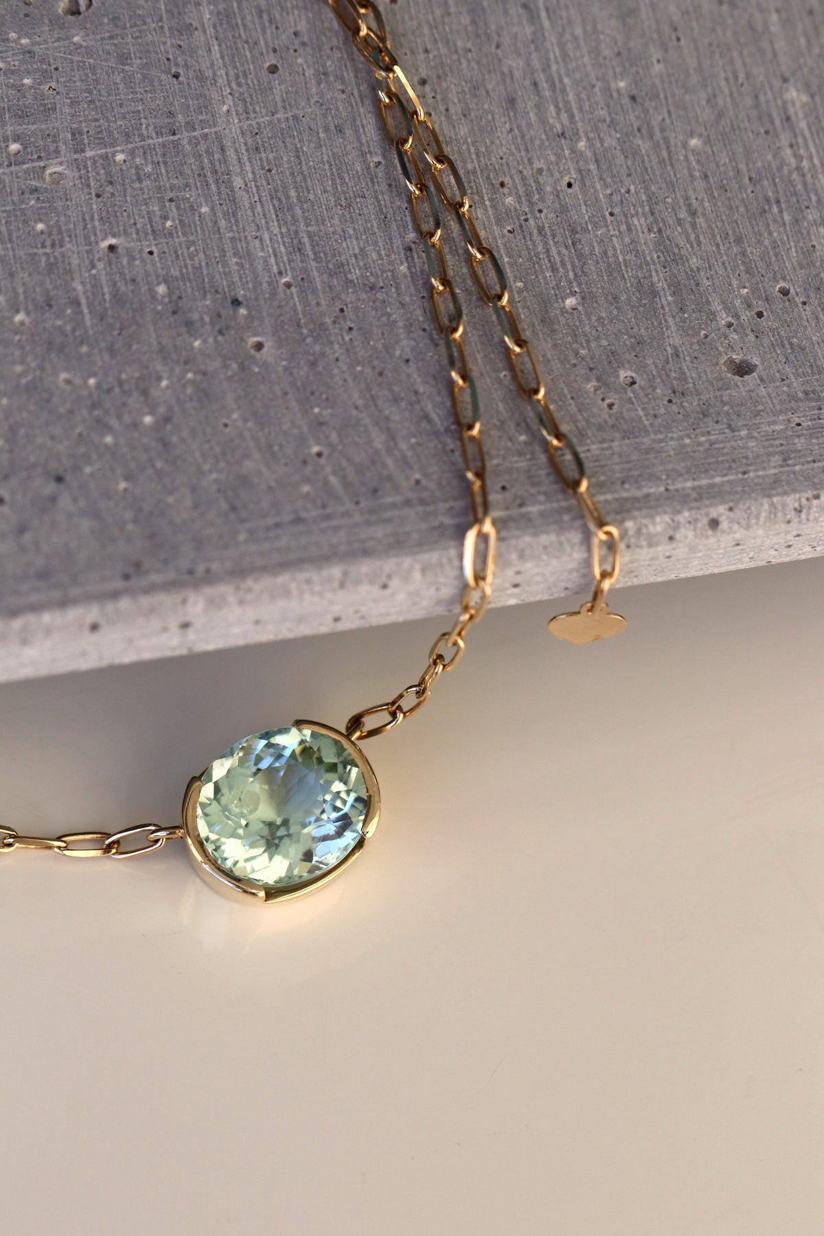 14K Gold Mint Green Tourmaline Necklace