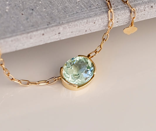 14K Gold Natural Tourmaline Necklace